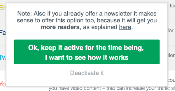 An example of how this plugin was a bit pushy