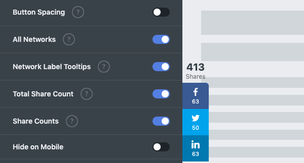 Adjust the settings of your social share buttons