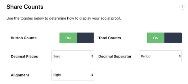 Alter whether or not your social buttons display share counts