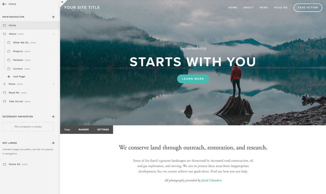 Squarespace page editor