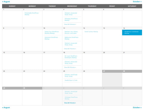 The base calendar template of The Events Calendar.