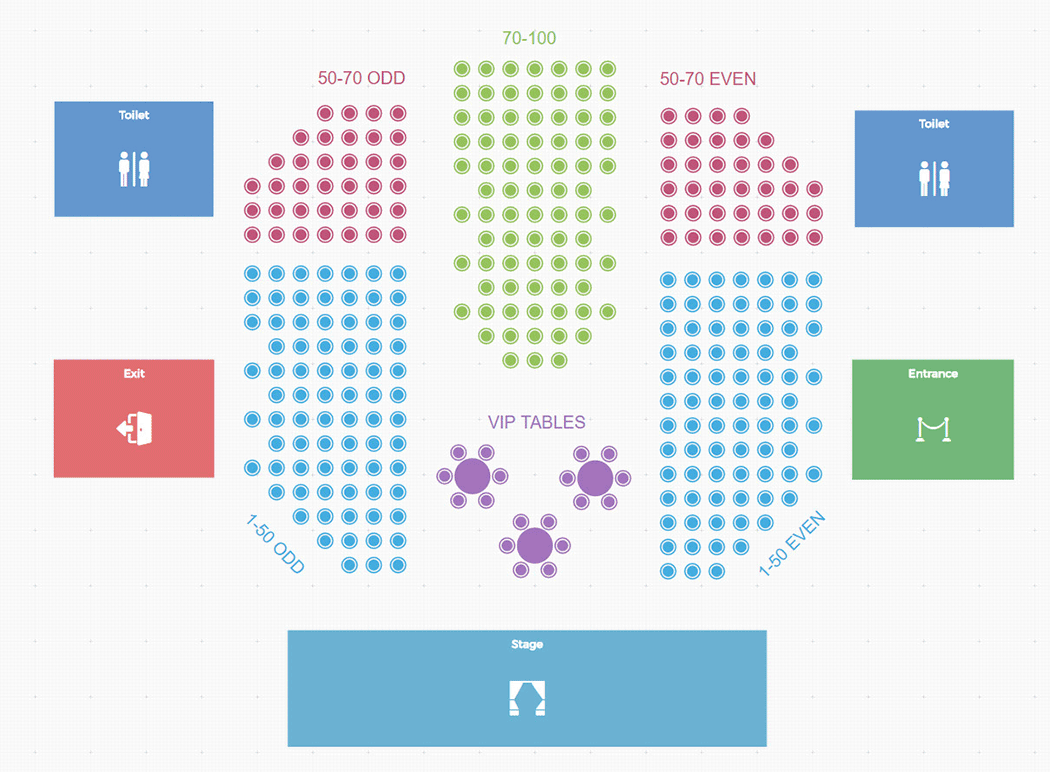 An example of a Tickera seating chart.