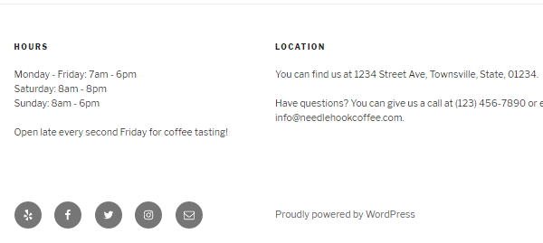 The Twenty Seventeen WordPress theme's social links in the footer.
