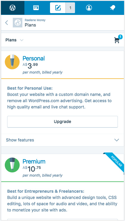 WordPress.com uses a limited color palette.