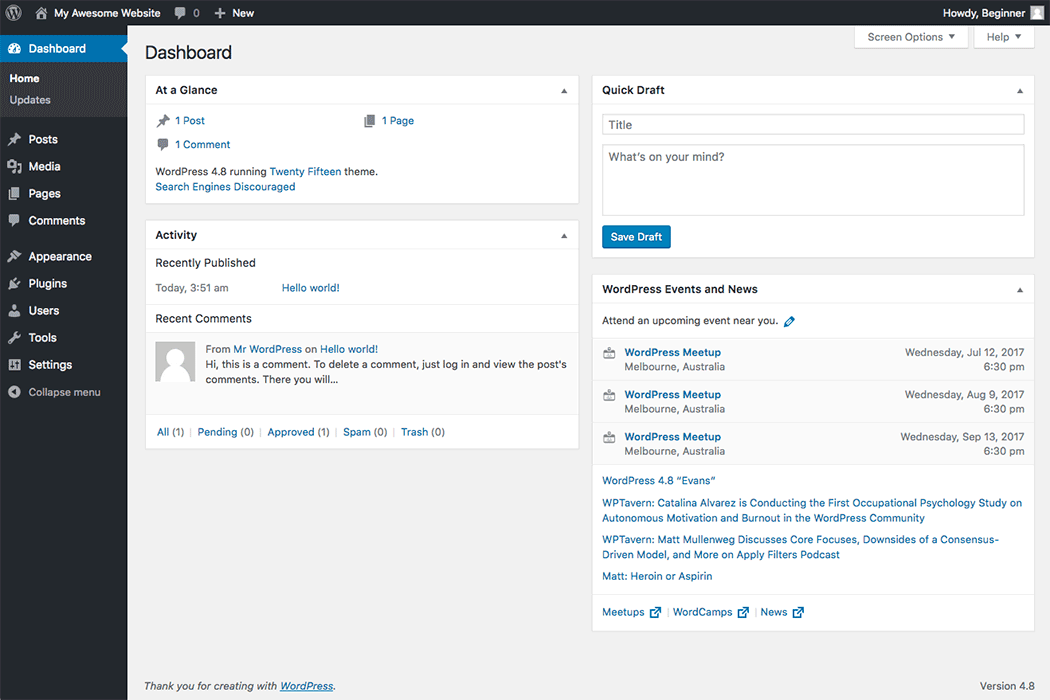 wordpress-dashboard WordPress dashboard