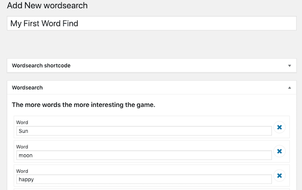 wordsearch1 Word search gives you a number of different options to adjust