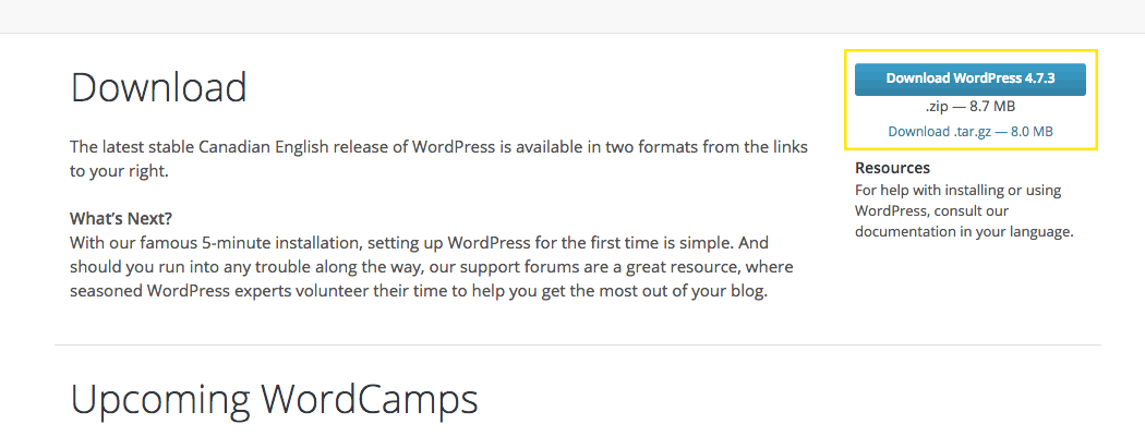 The WordPress.org website translated in Canadian English.