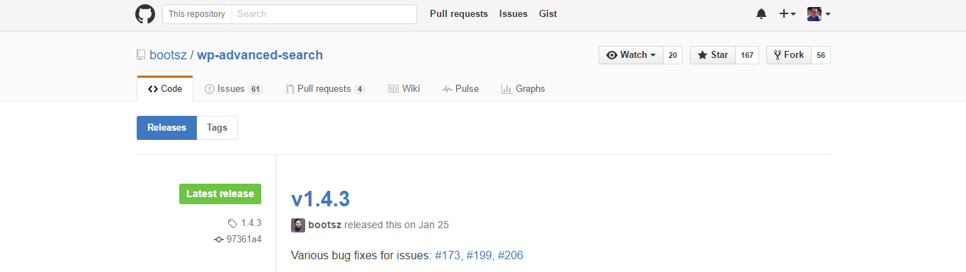 The WP Advanced Search Github page.