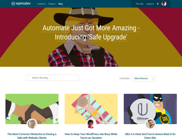 WPMU DEV Blog landing page