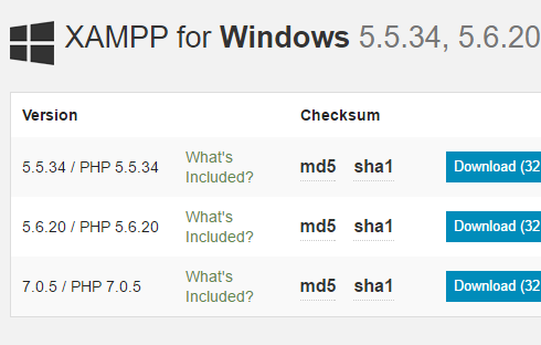 current version of xampp available at apache friends